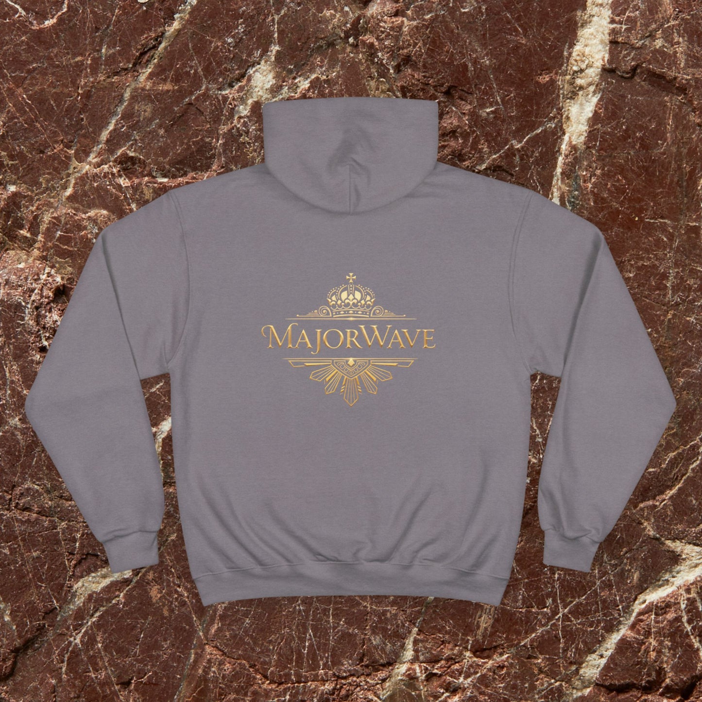 MajorWave Crown Logo Hoodie — Vintage Gold Emblem Champion Sweatshirt