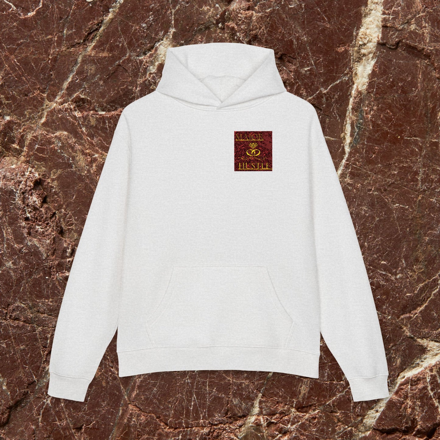 Relaxed Hoodie with Vintage Gold Dragon Chest Patch — Cozy Streetwear Pullover