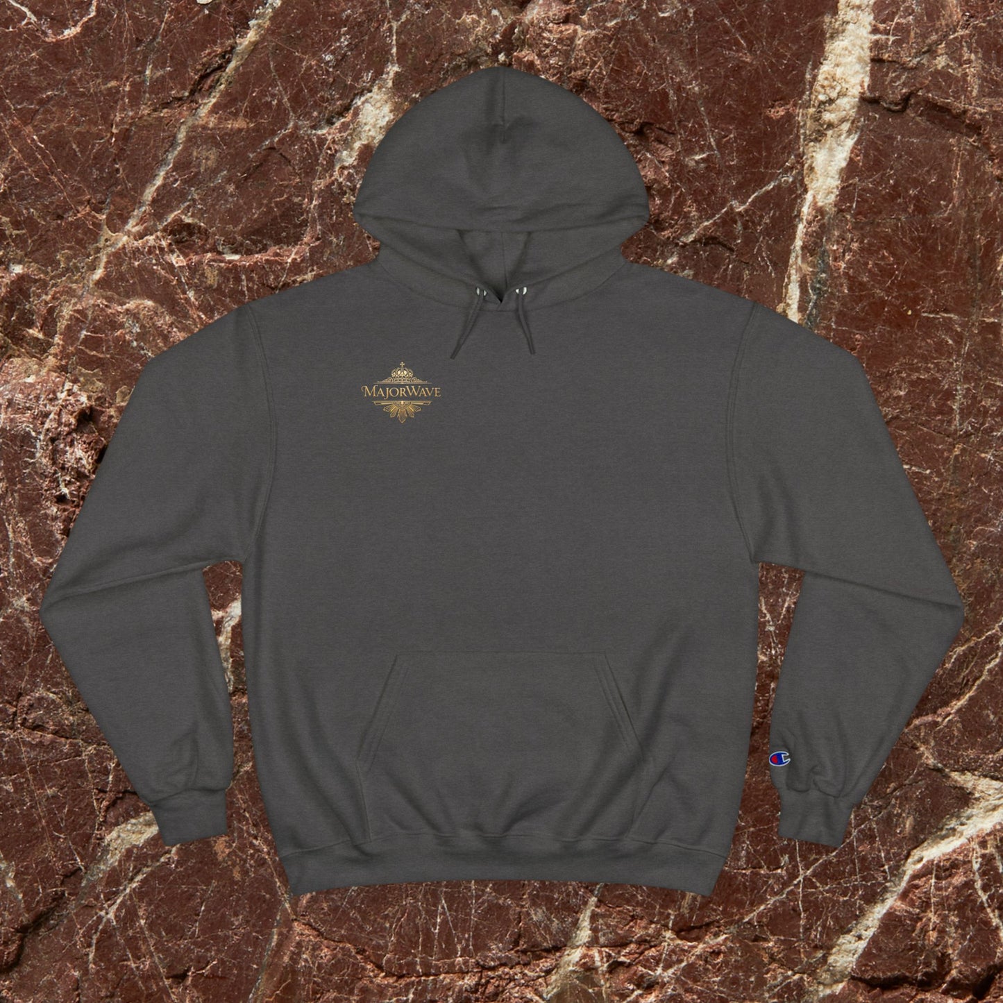 MajorWave Crown Logo Hoodie — Vintage Gold Emblem Champion Sweatshirt