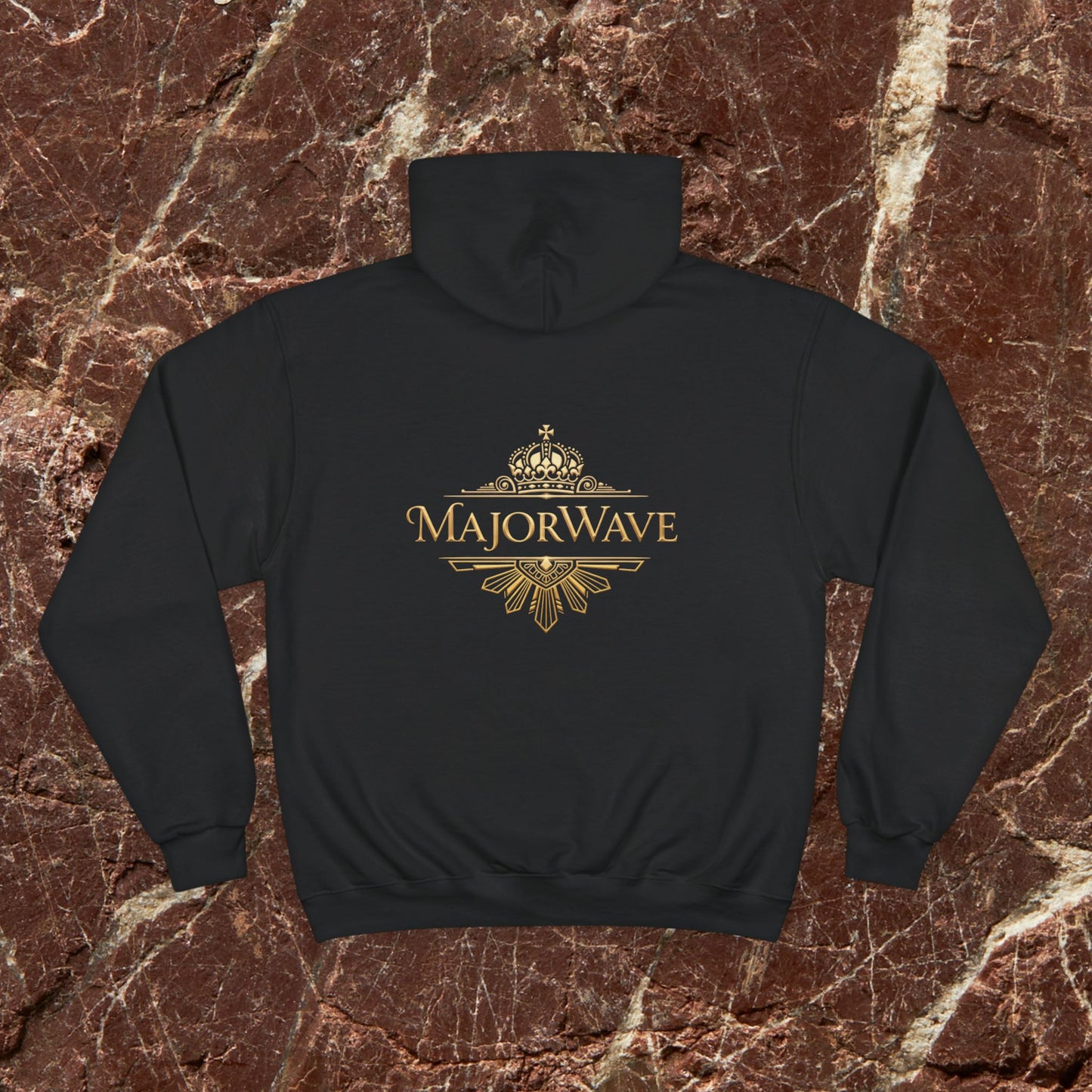 MajorWave Crown Logo Hoodie — Vintage Gold Emblem Champion Sweatshirt