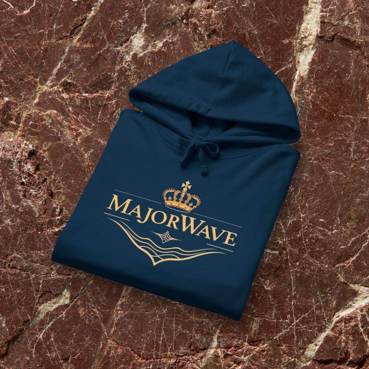 MajorWave Gold Crest Hoodie — Minimal Luxury Logo Pullover