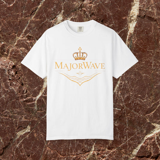 MajorWave Crown Logo T-Shirt — Floral Wreath Back Graphic