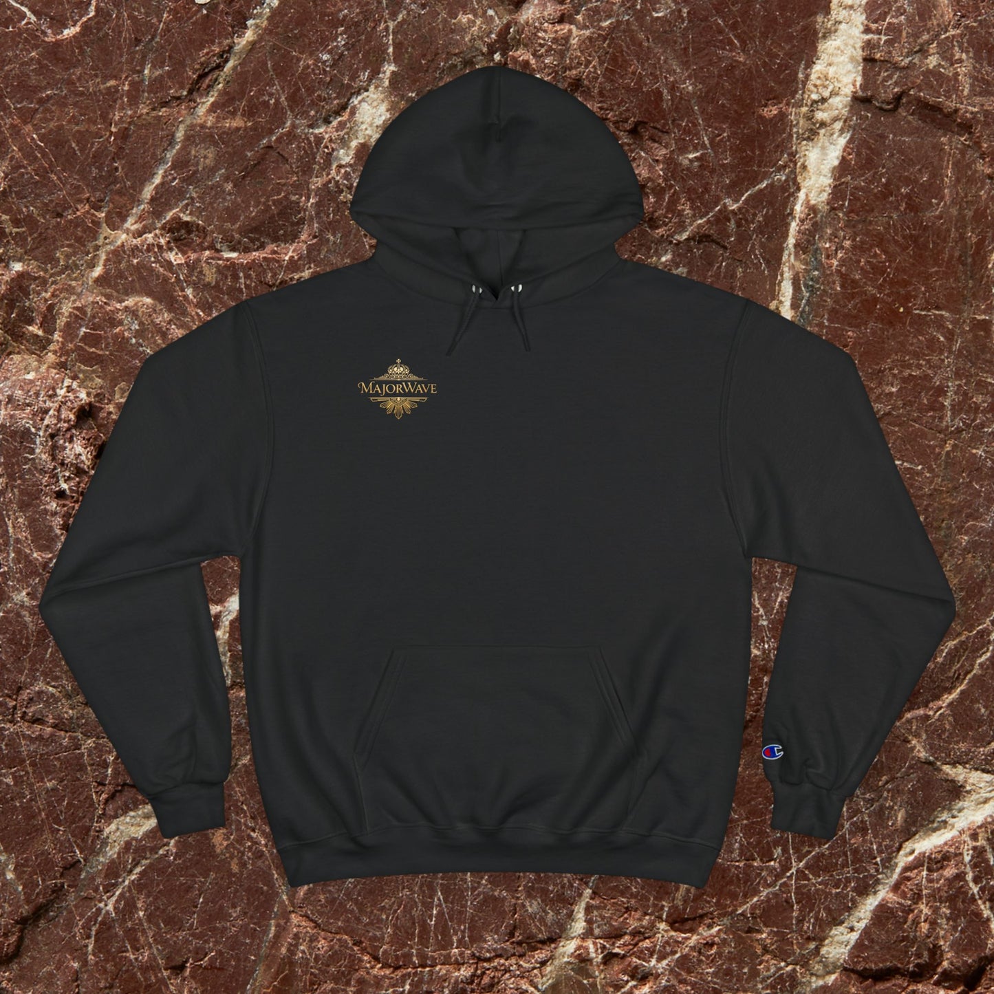 MajorWave Crown Logo Hoodie — Vintage Gold Emblem Champion Sweatshirt